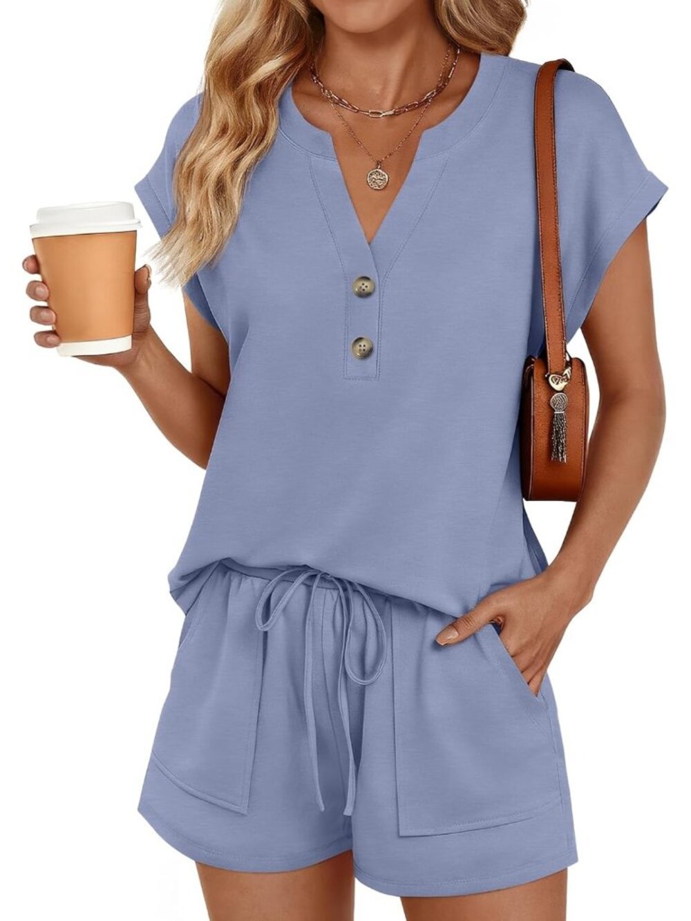 〽️Women's Outfit Set Blue Casual Summer Beach Two Piece Matching Sweatsuit